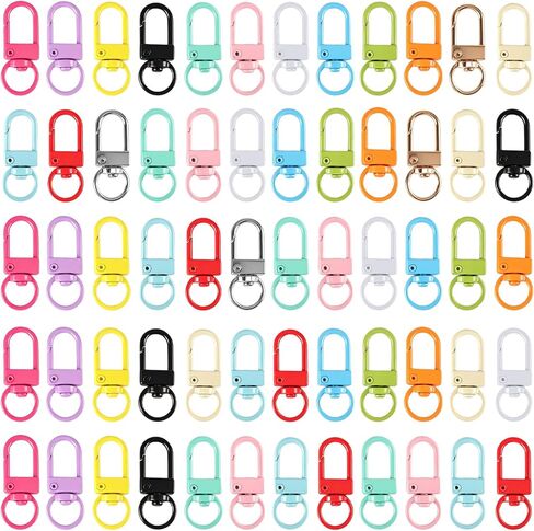 Phinus Keychain Clips 70P, Swivel Snap Lobster Claw Keychain Clasps, 15 Color Key Chain Hooks for DIY, Bag Charm, Purse Accessories, Craft Making Supplies in Kuwait