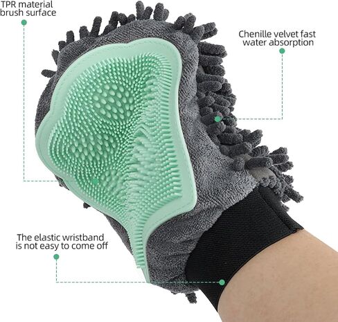 Green Double-Sided Dog Bath Glove Dog Washing Glove for Dogs&Cats in Kuwait