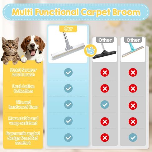 Carpet Rake for Pet Hair Removal Tool, Reusable Pet Hair Remover Broom in Kuwait