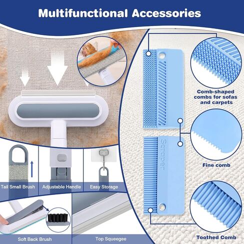 Carpet Rake for Pet Hair Removal: Adjustable 54" Handle No Bending in Kuwait