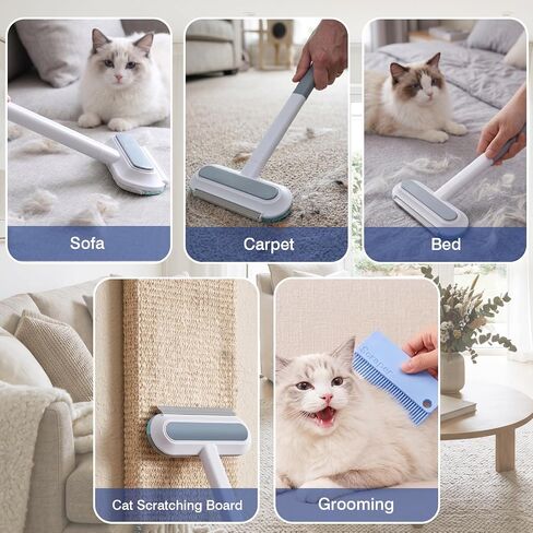 Carpet Rake for Pet Hair Removal: Adjustable 54" Handle No Bending in Kuwait