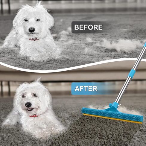 mupapi Carpet Rake for Pet Hair Removal, Reusable Pet Hair Remover Broom, 60'' Adjustable Long Handle Dog and Cat Hair Remover Tool Set of 3, Lint Remover Scraper for Carpets, Rugs, Mats, Couch, Car in Kuwait