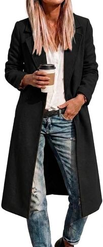 IDEALSANXUN Long Wool Coats for Women Fall Winter Coats Wool Jacket Peacoat in Kuwait