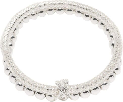 NINE WEST Silver-Tone 2 Row Stretch Bracelet in Kuwait