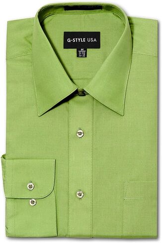 G-Style USA Men's Regular Fit Long Sleeve Solid Color Dress Shirts in Kuwait