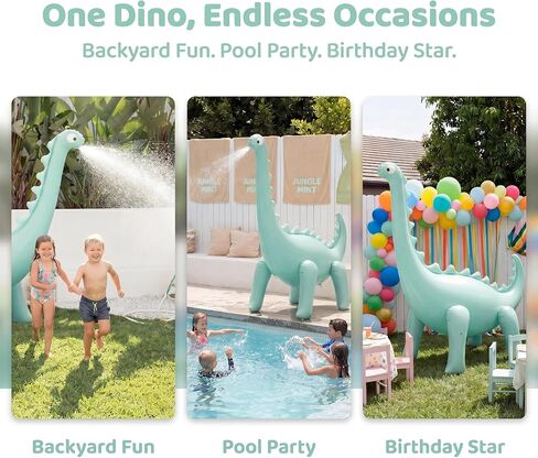Inflatable Dinosaur Sprinkler for Kids, 6.5FT Giant Brachiosaurus Water Spray Toy with 16.5FT Hose – Thickened PVC, Outdoor Backyard Summer Splash Toy for Toddlers Ages 3-12 in Kuwait