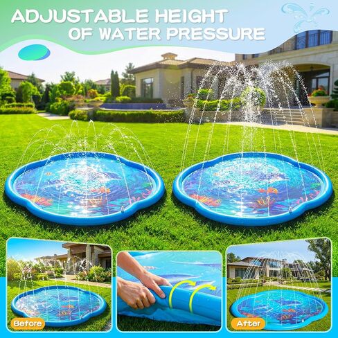 Splash Pad Sprinkler for Kids & Dog, 75" Round Sea World Splash Pad for Kids Ages 2+, Thicken Outdoor Water Toy Play Mat for Children, Backyard Inflatable Sprinkler Shallow Pool Fountain Pad in Kuwait