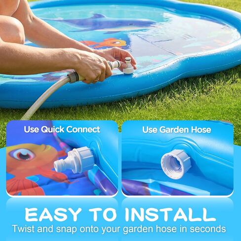 Splash Pad Sprinkler for Kids & Dog, 75" Round Sea World Splash Pad for Kids Ages 2+, Thicken Outdoor Water Toy Play Mat for Children, Backyard Inflatable Sprinkler Shallow Pool Fountain Pad in Kuwait