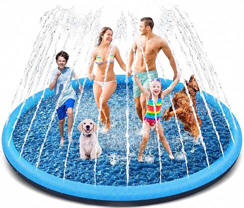 YAUNGEL Kids Splash Pad Sprinkler, 97'' Large Non-Slip Toddler Water Play Mat, Backyard Summer Outdoor Fun, Splash Pad for Dogs in Kuwait