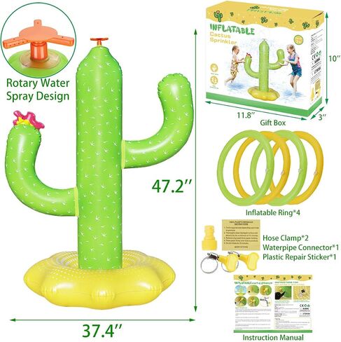 Sprinkler for Kids Outdoor Water Toy: Inflatable Cactus Toddler Sprinkler in Kuwait