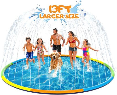 Instraella Splash Pad, 13FT Extra Large Sprinkler Play Mat for Dogs & Kids, 0.55mm Thickened Outdoor Water Toys, Foldable Summer Splash Mat for Pets and Kids Age 3+ in Kuwait