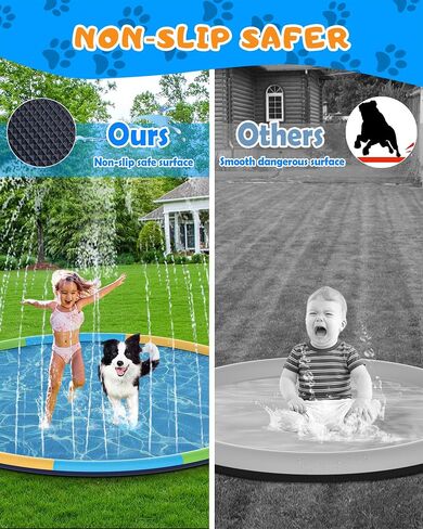 Instraella Splash Pad, 13FT Extra Large Sprinkler Play Mat for Dogs & Kids, 0.55mm Thickened Outdoor Water Toys, Foldable Summer Splash Mat for Pets and Kids Age 3+ in Kuwait