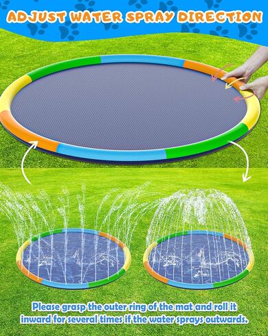 Instraella Splash Pad, 13FT Extra Large Sprinkler Play Mat for Dogs & Kids, 0.55mm Thickened Outdoor Water Toys, Foldable Summer Splash Mat for Pets and Kids Age 3+ in Kuwait