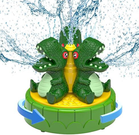Dinosaur Water Sprinkler for Kids 4+, 360° Rotating Outdoor Water Play Toys in Kuwait