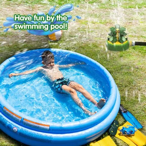 Dinosaur Water Sprinkler for Kids 4+, 360° Rotating Outdoor Water Play Toys in Kuwait
