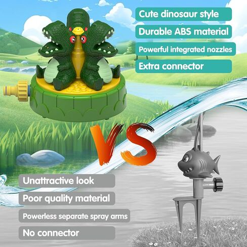 Dinosaur Water Sprinkler for Kids 4+, 360° Rotating Outdoor Water Play Toys in Kuwait