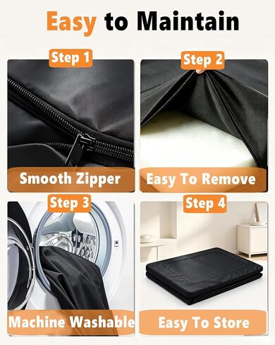 Heavy‑Duty Wear‑Resistant Dog Bed for Aggressive Chewers, Oxford Fabric Waterproof Crate Bed for Large Dogs, Washable Removable Cover with Sponge Filling 35" x 22" x 2.76" (Black, Medium) in Kuwait