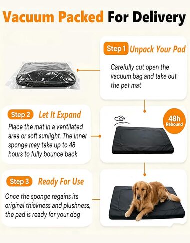 Heavy‑Duty Wear‑Resistant Dog Bed for Aggressive Chewers, Oxford Fabric Waterproof Crate Bed for Large Dogs, Washable Removable Cover with Sponge Filling 35" x 22" x 2.76" (Black, Medium) in Kuwait