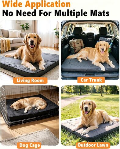 Heavy‑Duty Wear‑Resistant Dog Bed for Aggressive Chewers, Oxford Fabric Waterproof Crate Bed for Large Dogs, Washable Removable Cover with Sponge Filling 35" x 22" x 2.76" (Black, Medium) in Kuwait