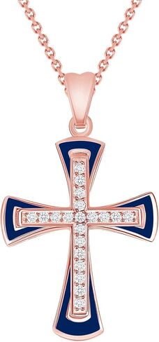Diamond Cross Pendant Necklace in Solid 14k Gold, Large - Gold Cross Necklace for Men and Women, Made in America in Kuwait