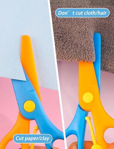 4 Pcs Plastic Safety Scissors, Dual-Colour Preschool Training Scissors, Children Safety Learning Scissor Spring Scissor for Toddler Arts and Paper Craft Supplies in Kuwait