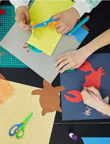 4 Pcs Plastic Safety Scissors, Dual-Colour Preschool Training Scissors, Children Safety Learning Scissor Spring Scissor for Toddler Arts and Paper Craft Supplies in Kuwait
