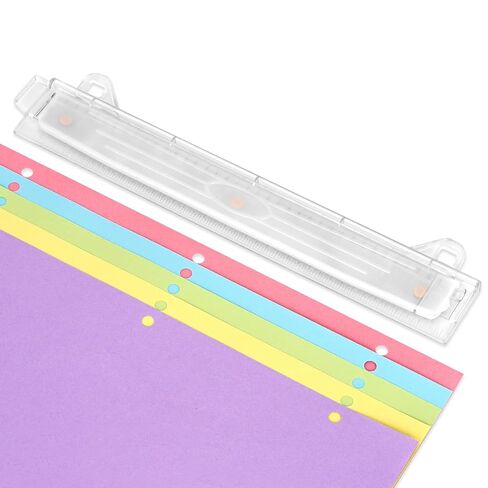 AEFFNOC 3 Hole Punch, Portable 3 Hole Puncher for Binder, Three Hole Punchers with 10 Inches Ruler, 3 Ring Hole Punches, 5 Sheets Capacity, for School, Office (White) in Kuwait