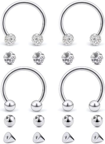 Hoeudjo Horseshoe Rings Surgical Steel Nose Septum Rings Horseshoe Hoop Labret Lip Rings Smily Piercing Jewelry Eyebrow Tragus Daith Earring Helix Piercing Jewelry for Women Men 8-12mm in Kuwait