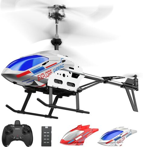 DEERC Remote Control Helicopter, 3.5 CH Altitude Hold RC Helicopters w/Gyro for Beginner, 2 Shells LED Light One Key Take Off/Landing, 2.4GHz Aircraft Indoor Flying Toy for Kids Boys Girls in Kuwait