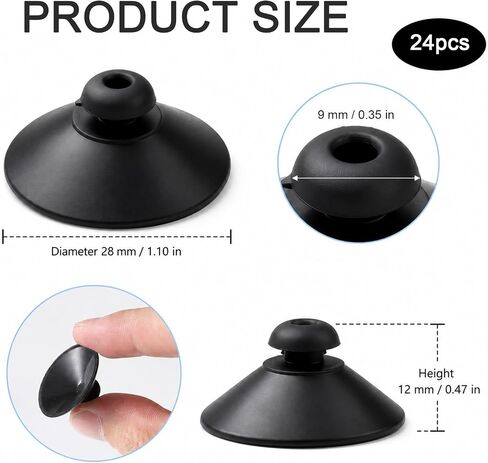 24PCS Black Suction Cups for Aquarium, 28mm Rubber Fish Tank Suction Cups in Kuwait