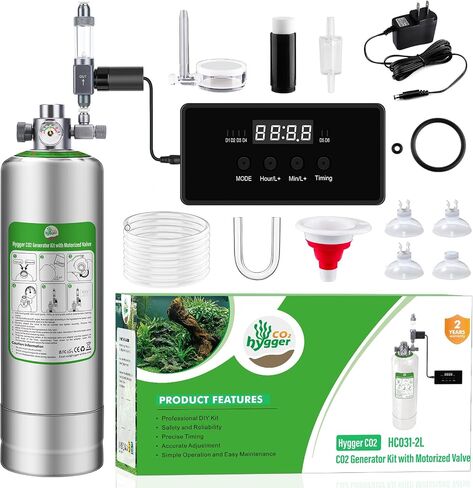 Upgraded 2L/5L Aquarium CO2 Generator System with Timer-Enabled Motor Valve, Upgrade CO2 System Kit with Quick-Release Structure for Aquarium Plants Tanks (2L) in Kuwait