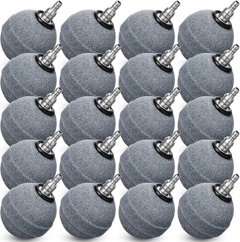 Reginary 10 Pcs Air Stones 2 Inch for Aquariums, Ponds, Hydroponics, Ball Oxygen Bubbler Diffuser Stone Bubble Aerator for Air Pump, Fish Tank, Bucket, and DWC Reservoirs (Grey) in Kuwait