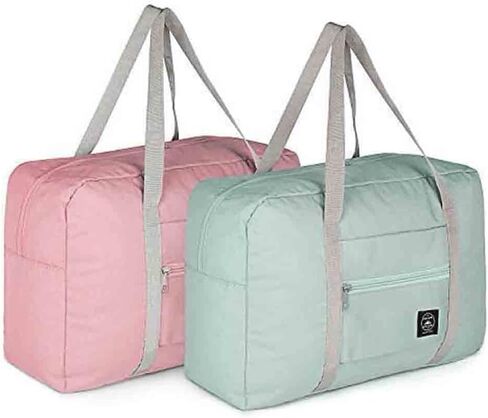 2 Pack Travel Duffle Bag, For Spirit Airlines Personal Item Bag,Travel Duffel Bag Weekender Bags Underseat (Lightweight Foldable) Carry-on Luggage for Women and Girls (Red & Dark Blue) in Kuwait