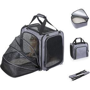 Cat Carrier with Litter Box, Expandable Cat Carrier for Car Travel in Kuwait