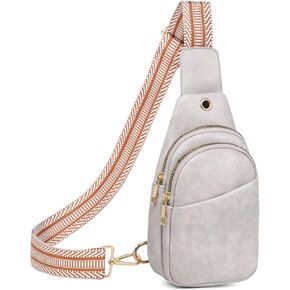 qOECI Fanny Pack للنساء والرجال في كل مكان حقيبة حزام مع 5 جيوب بسحاب، حقائب كروس من جلد البولي يوريثان للنساء حقيبة خصر عصرية عصرية وأشرطة قابلة للتعديل عبر الجسم حقيبة سفر على الصدر in Kuwait