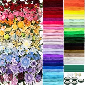 Peryiter 5000 Pcs 12 Inch Craft Pipe Cleaners Fluffy Chenille Stems Bulk with 100 Flower Stems 5 Tape and 720 Stamens for DIY Art Projects Creative Gift Wrapping Party Decorations (50 Colors) in Kuwait