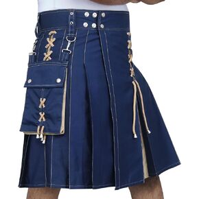 Scottish Modern Two Tone Cotton Utility Kilts for Men-Sports Utility Kilt-Wedding Kilt in Saudi Arabia