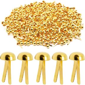 YuGtcen 800 PCS Brass Brads Paper Fasteners, 8x17.5mm Mini Brads Gold Round Head Fasteners, Metal Split Pins for Paper Crafts Scrapbooking Journal in Kuwait