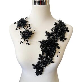 3 Pcs/Set Crystal Three-Dimensional Flower Decoration Patch Trim Shiny Hand-Stitched Beads Rhinestones Applique Handmade Dress Clothing Accessories (Red) in Kuwait