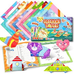 Origami Kit For Kids Ages 5-12, Includes 200 Sheets Of Origami Paper With A Guiding Book, Colorful Arts And Crafts Origami Book For Boys And Girls, Perfect For Road Trip Activities, Toys And Gifts in Saudi Arabia