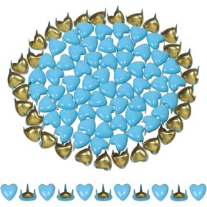 ONLYKXY 100pcs Mini Heart Shape Claw Rivet Bottom Stud Spike Fancy Brad for Knitting Sewing Paper Craft,Pastel Color Metal Fasteners Pin Small Prong for Leather Clothing Belt Bag Shoes (Pink) in Kuwait