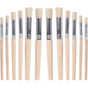 12pcs Stencil Brushes, Natural Bristle Wooden Handle, Assorted Sizes in Kuwait