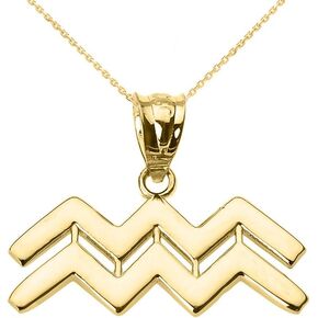 10K Yellow Gold Zodiac Astrological Sign Charm Personalized Pendant Necklace - Choice of Symbol & Chain Length in Kuwait