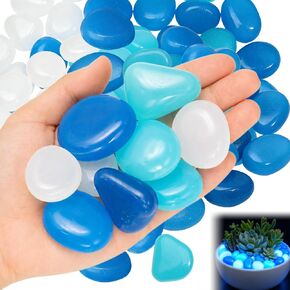 110 Pcs Glow In The Dark Pebbles,Resin,1.8 Inch, Dark Blue,Light Blue,White in Kuwait