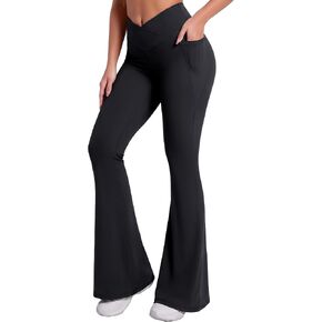 Sunzel Women's Crossover Flare Leggings with Pockets High Waist Yoga Pants High High Workout Gym Bootcut Leggings in Saudi Arabia