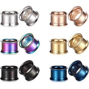 16Pcs Ear Gauges Tunnels Plugs Stainless Steel Screwed Flesh Tunnels Stretcher Piercing Set in Kuwait