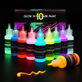 Magicfly Glow in The Dark Paint, 10 Colors Neon Paint, Glow Paint 12ml Each in Kuwait