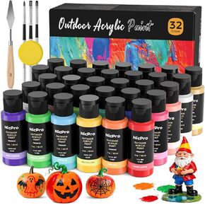 Nicpro 32 Colors Outdoor Acrylic Paint Set, 2oz Waterproof Acrylic Paints in Kuwait