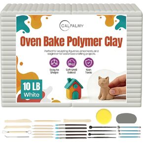 CALPALMY Oven Bake Polymer Clay 5.5lb with Tools Kit, White Sculpting Material for Modeling & Crafts, Soft Until Baked, Non-Toxic DIY Clay for Figurines, Miniatures, Jewelry & Pottery Projects in Kuwait
