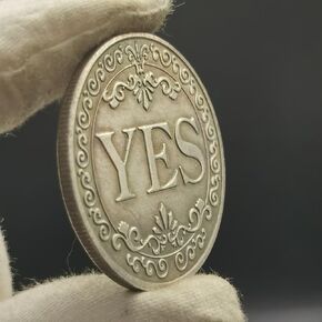 Yes/No Decision Coin Double-Sided Antique Silver Gray Iron Floral Pattern Collectible Commemorative Badge for Games Gifts, 2 Pieces in Kuwait